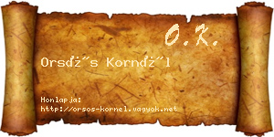 Orsós Kornél névjegykártya