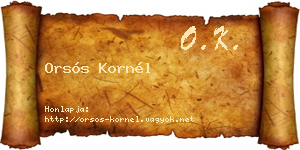 Orsós Kornél névjegykártya